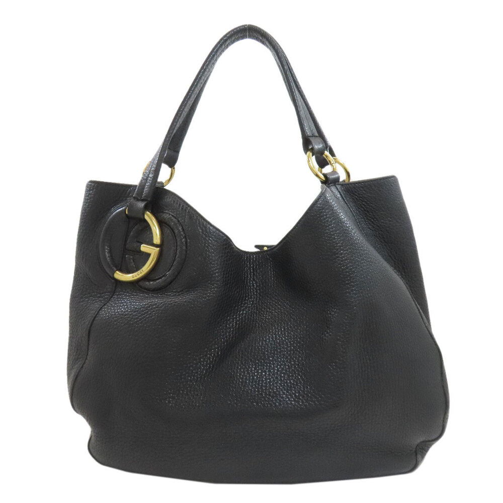 GUCCI Black Leather Tote Bag
